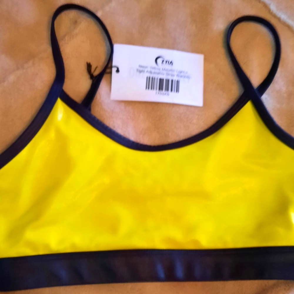 Zyia neon yellow metallic lnt adjustable bra